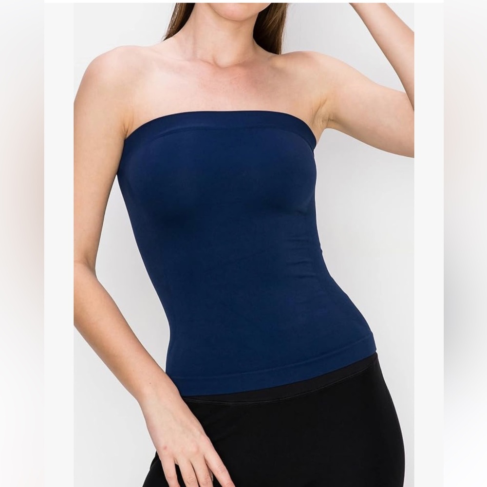 Dynamic Navy Blue tube top One Size Fits Most ribbed nylon spandex stretchy